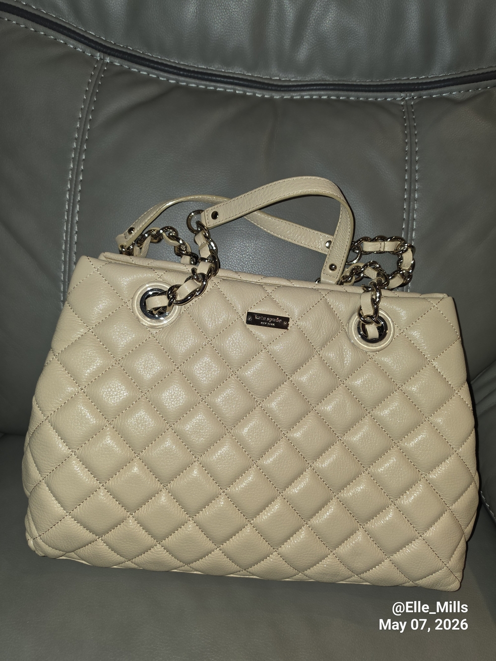 Kate Spade Quilted Leather Satchel - Beige